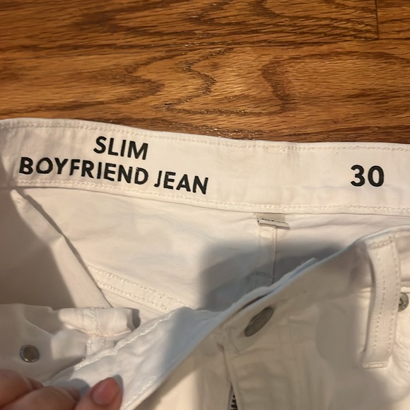 J Crew White Raw Hem Slim Boyfriend Jeans - Picture 3 of 5